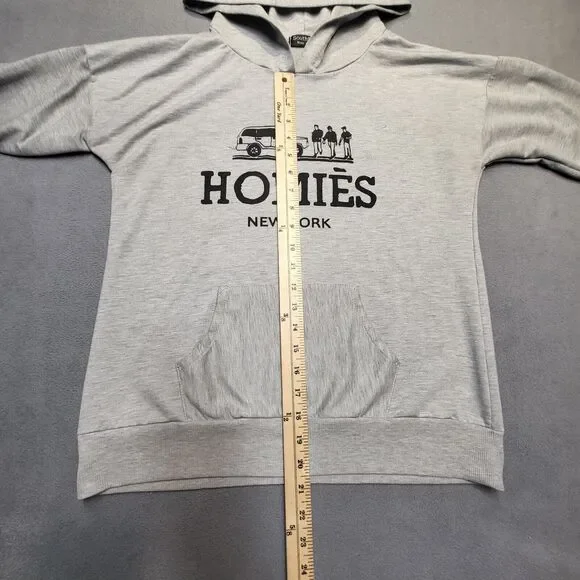Homies New York Hoodie Womens L Gray Pullover Sweatshirt Long Sleeve Lightweight - Picture 5 of 7
